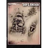 Airbrush Tattoo Pro Stencil Ship and Anchor (Ship and Anchor)